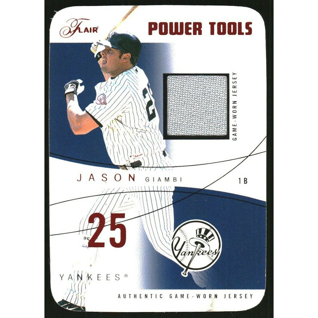 2004 Flair Power Tools Jason Giambi Game Used Red Die Cut Card: $15