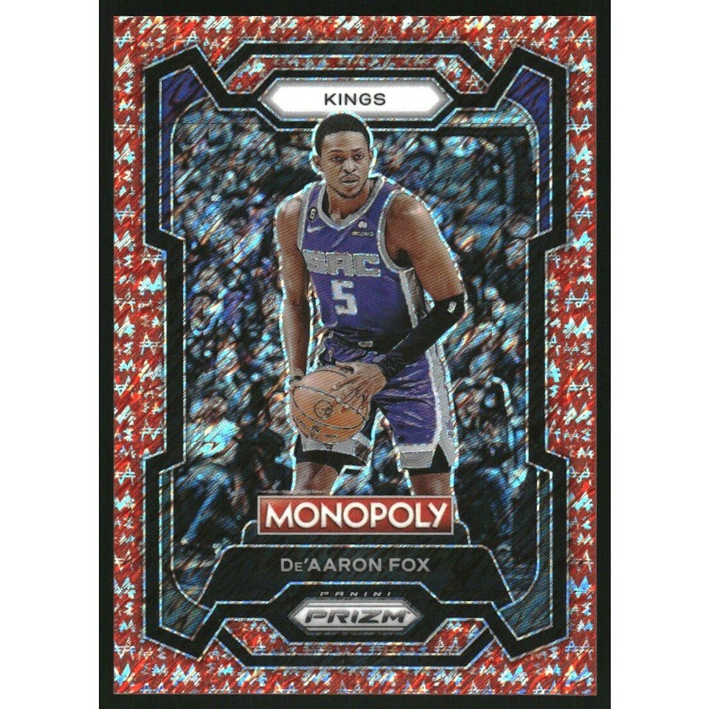 2023-24 Panini Prizm Monopoly Red Millionaire Shimmer De'Aaron Fox Card: $10 2023-24 Panini Prizm Monopoly Red Millionaire Shimmer De'Aaron Fox Card: $10