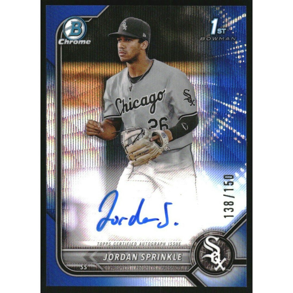 2022 Bowman Chrome Draft Jordan Sprinkle Blue Wave Refractor Autograph Card: $18