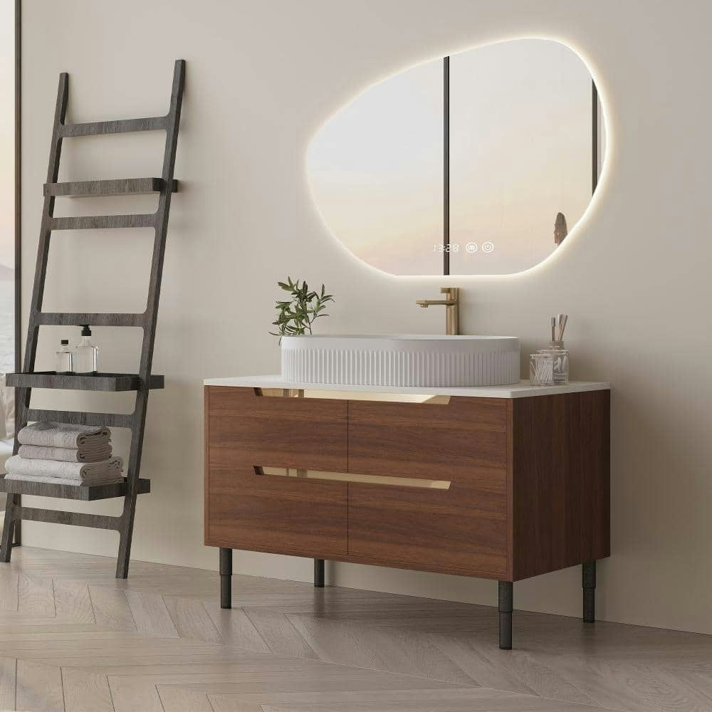 Freestanding or Wall-Mounted Bathroom Vanity with Ceramic Sink: $749.99 Freestanding or Wall-Mounted Bathroom Vanity with Ceramic Sink: $749.99