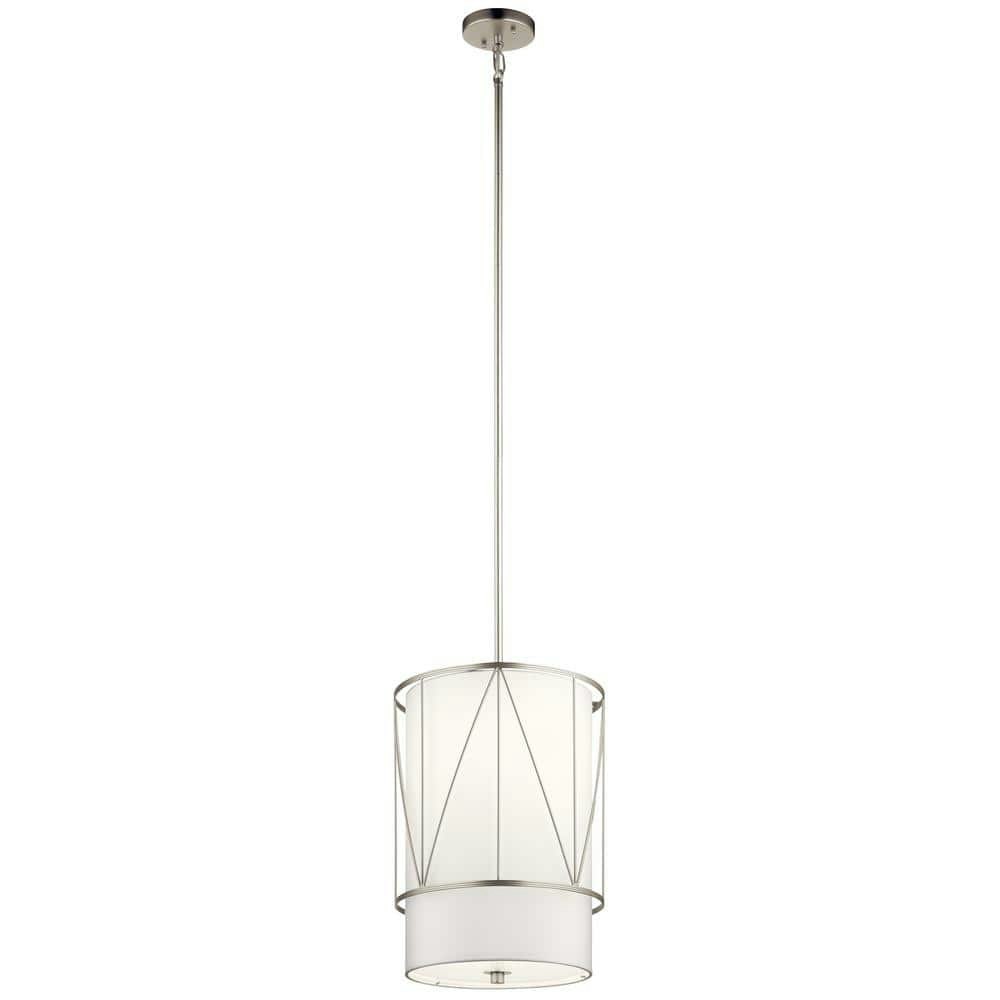Birkleigh 1-Light Satin Nickel Fabric Shade Pendant Light: $271.99 Birkleigh 1-Light Satin Nickel Fabric Shade Pendant Light: $271.99