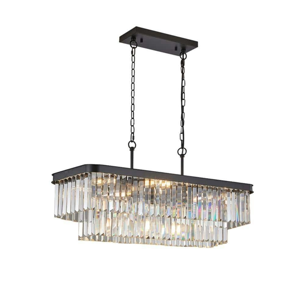 11-Light Black Crystal Iron Chandelier: $208.12 11-Light Black Crystal Iron Chandelier: $208.12