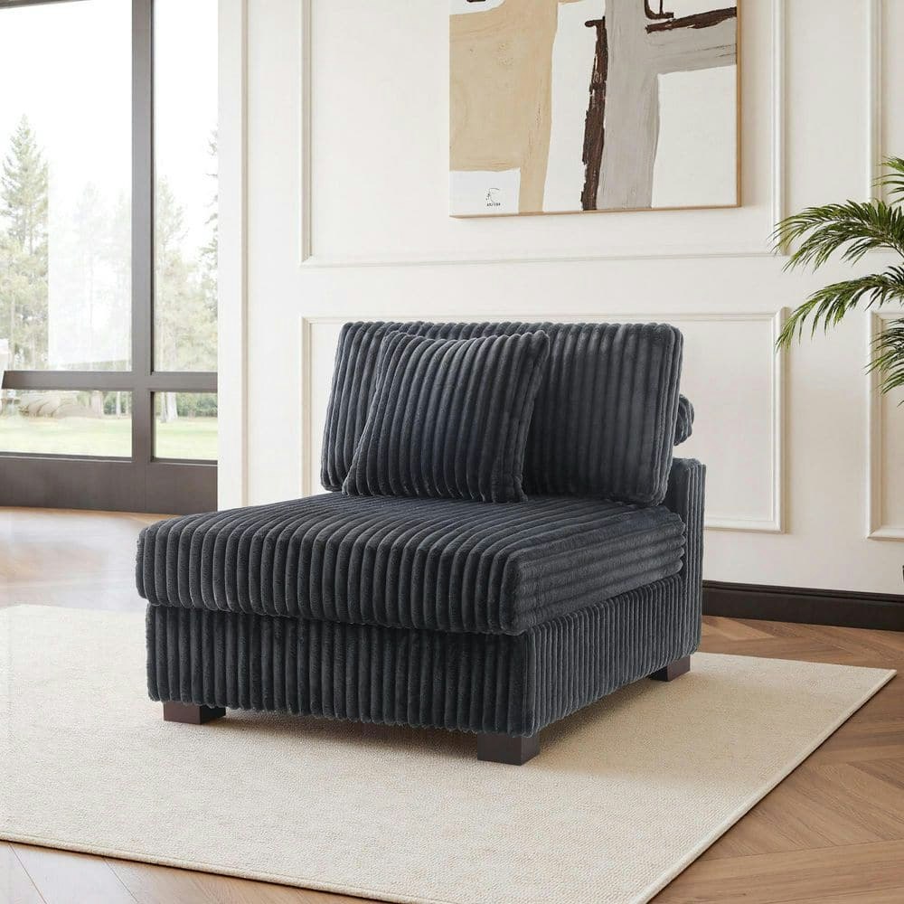 35.9-Inch Armless Faux Rabbit Fur Sectional Center Sofa: $240 35.9-Inch Armless Faux Rabbit Fur Sectional Center Sofa: $240