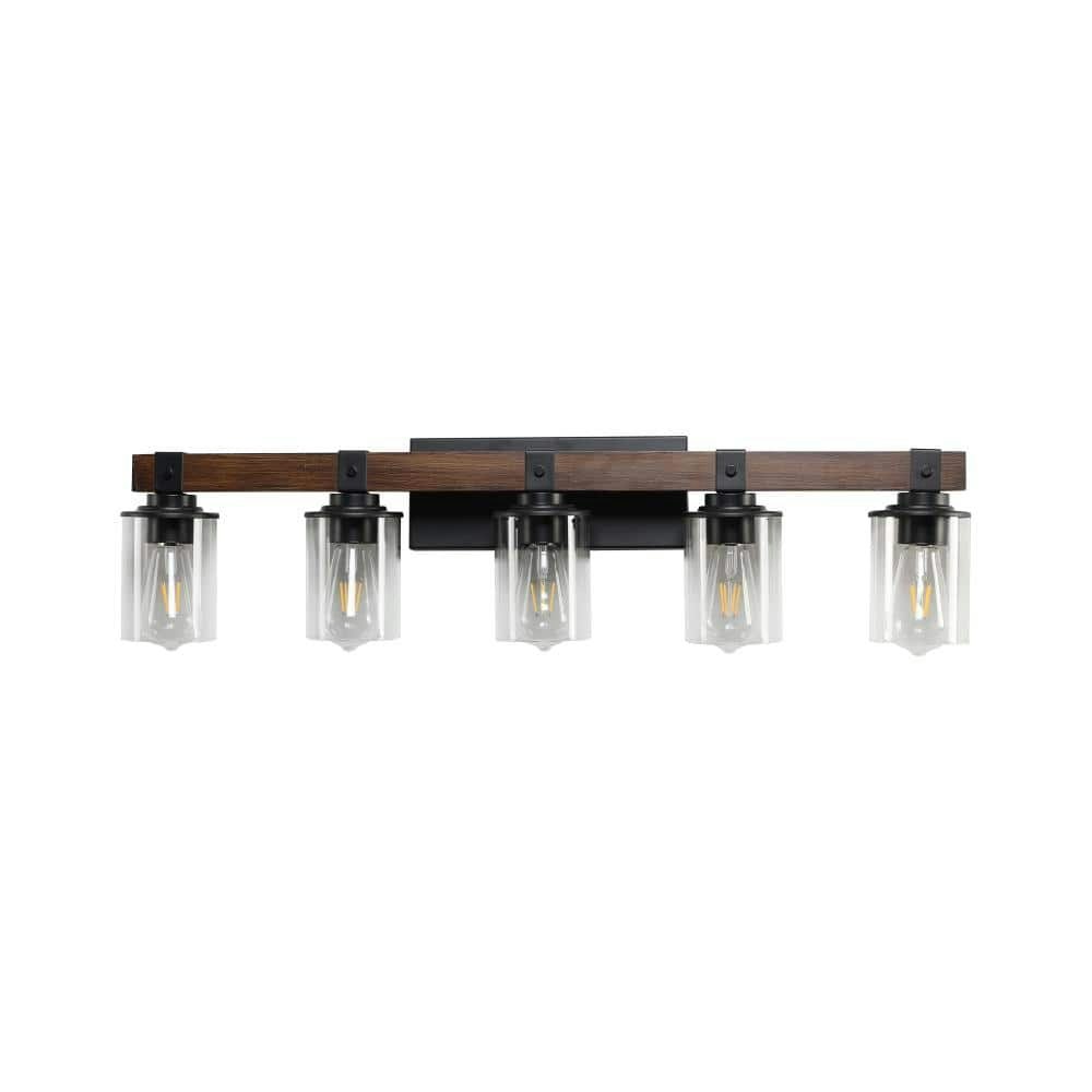 5-Light Brown Vanity Light with Clear Glass Shades: $161.75 5-Light Brown Vanity Light with Clear Glass Shades: $161.75