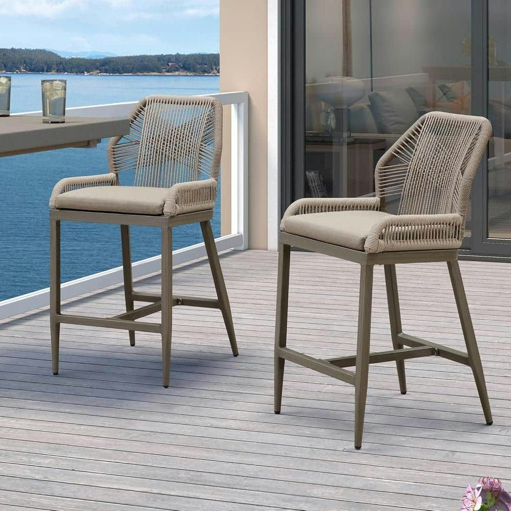 Aluminum and Wicker Counter Height Outdoor Bar Stool 2-Pack: $400 Aluminum and Wicker Counter Height Outdoor Bar Stool 2-Pack: $400