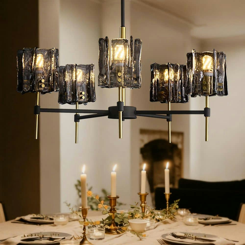 5-Light Linear Geometric Kitchen Island Chandelier: $225 5-Light Linear Geometric Kitchen Island Chandelier: $225
