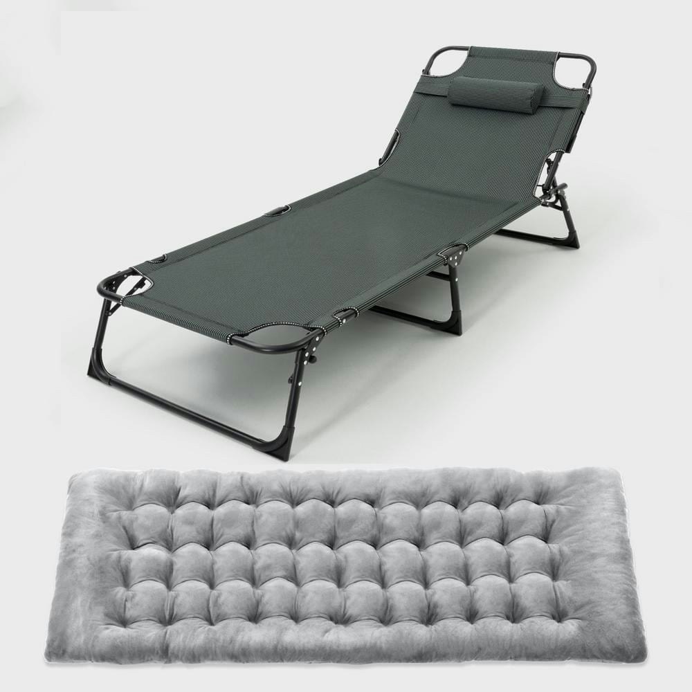 72.8-inch Adjustable 4-Position Folding Camping Cot with Mattress and Pillow: $257.27