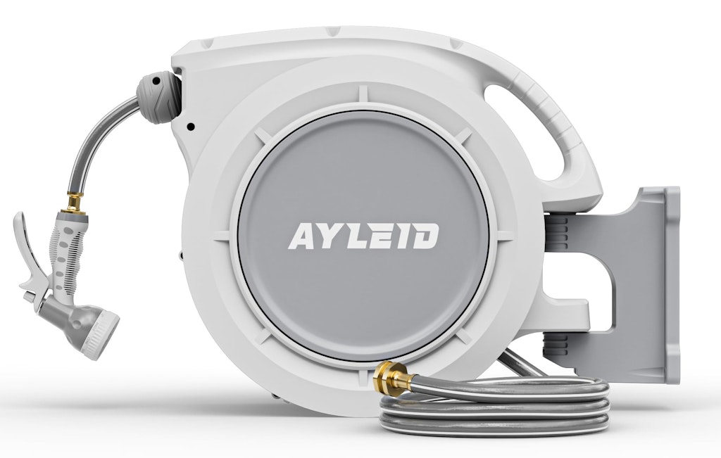 Ayleid Retractable Rubber Hybrid 1/2" x 65-Foot Garden Hose Reel: $60