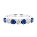 AGI Certified Blue Sapphire & Lab Grown Diamond Eternity Ring for $369 + free shipping