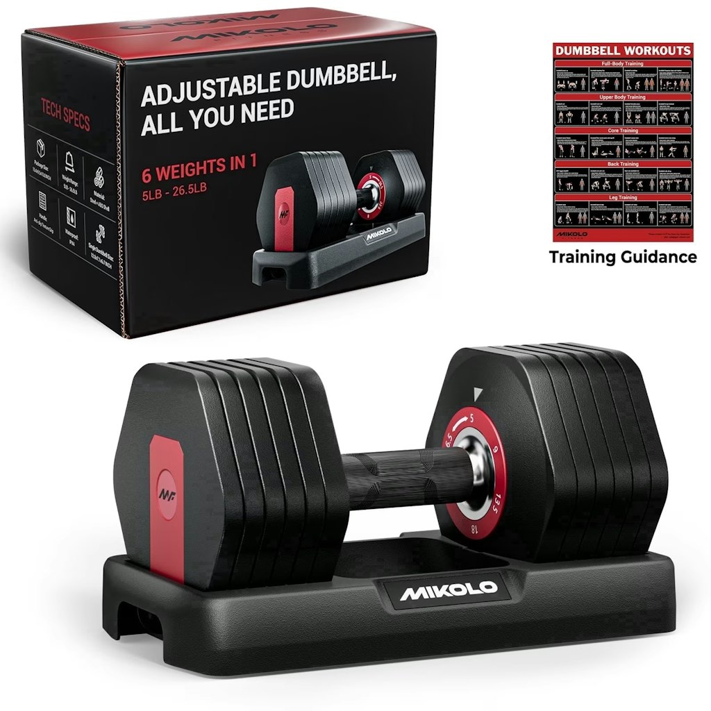 Mikolo 26.5lb. Adjustable Dumbbells Set: $50 Mikolo 26.5lb. Adjustable Dumbbells Set: $50