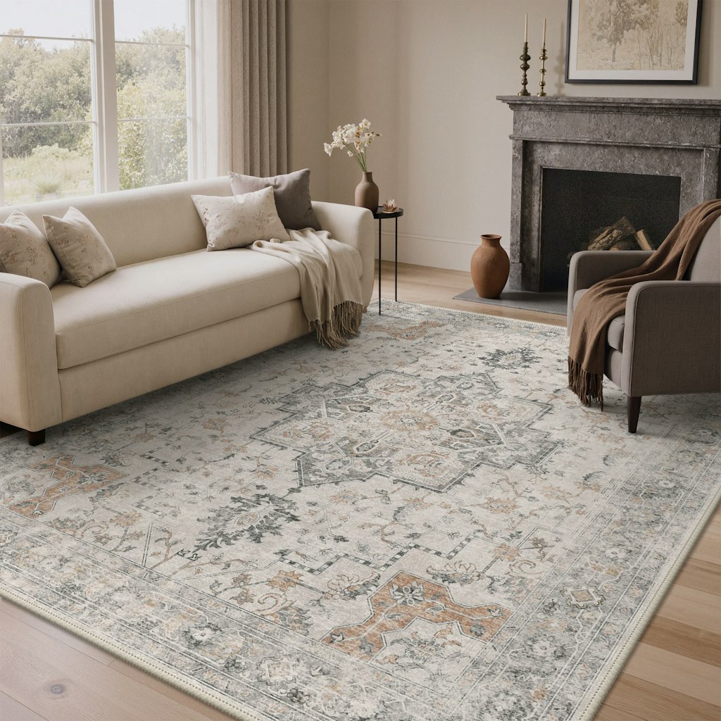 Bungalow Rose Roehit 8x10-Foot Oriental Performance Machine Washable Area Rug: $115