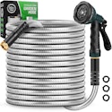 Amayrose 50-Foot Stainless Steel Garden Hose w/ 10-Function Nozzle for $28 + free shipping w/ Prime