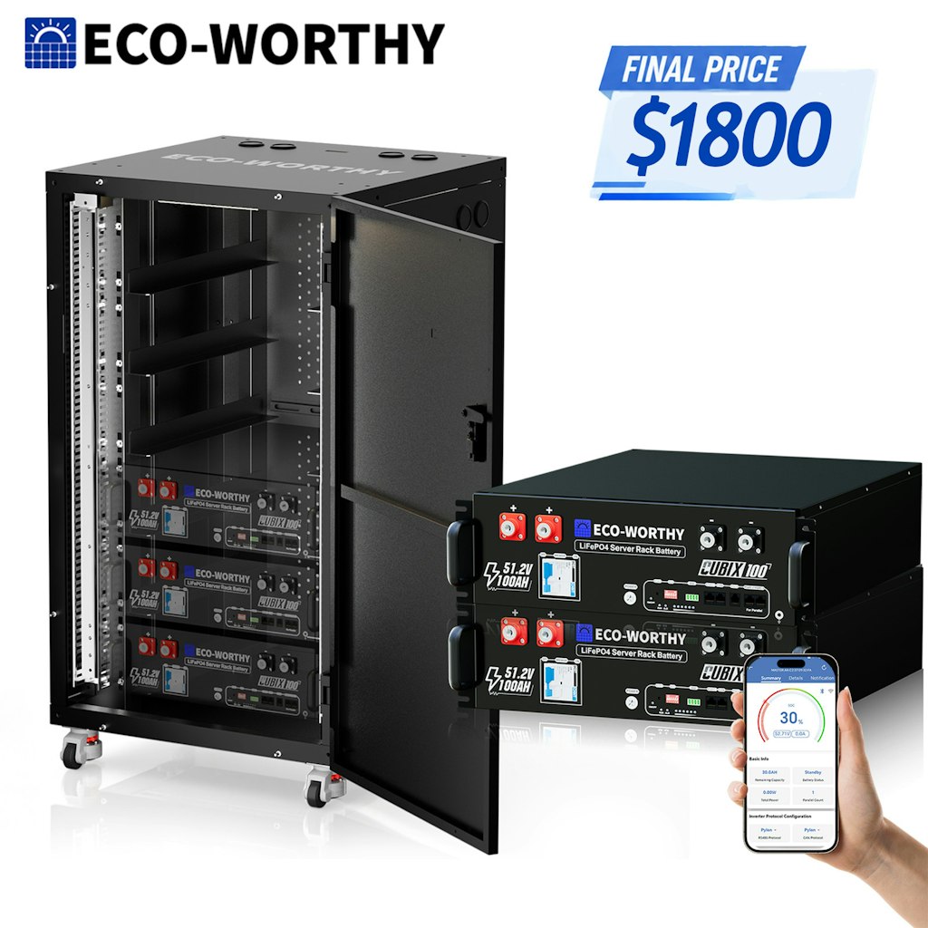 Eco-Worthy 2-Pack 48V 100Ah Lithium Server Rack Battery: $1,800