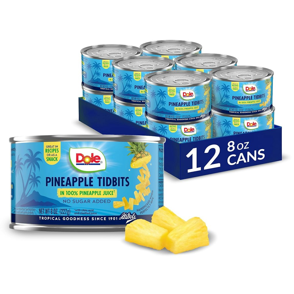 Dole Pineapple Tidbits in 100% Pineapple Juice 8-oz. Can 12-Pack: $8.79 via Sub & Save