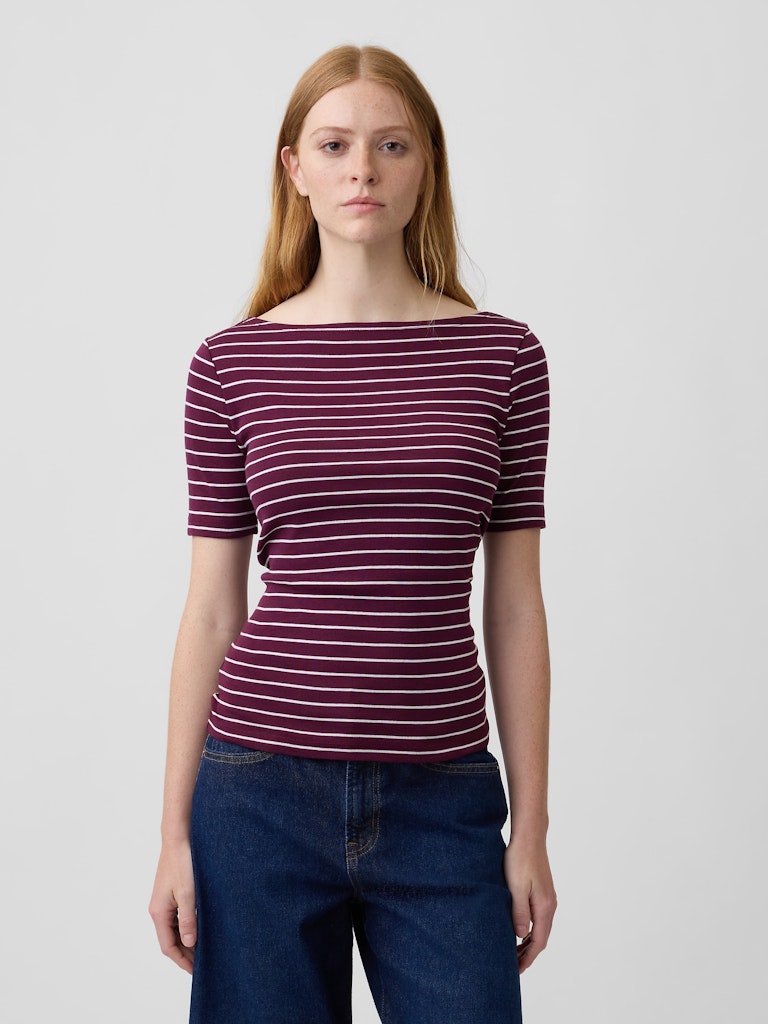 Ribbed Boatneck Top: $14.99