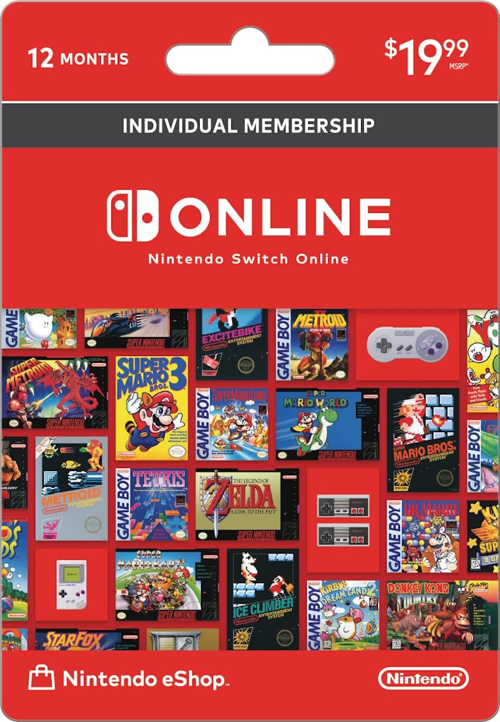 Nintendo Switch Online 12-Month Individual Membership Card: $19.99