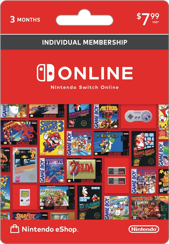 Nintendo Switch Online 3-Month Individual Membership Card: $7.99