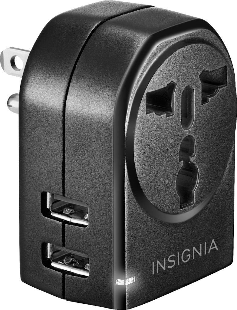 Insignia Grounded Travel Adapter with 2 USB Ports: $8.49 Insignia Grounded Travel Adapter with 2 USB Ports: $8.49