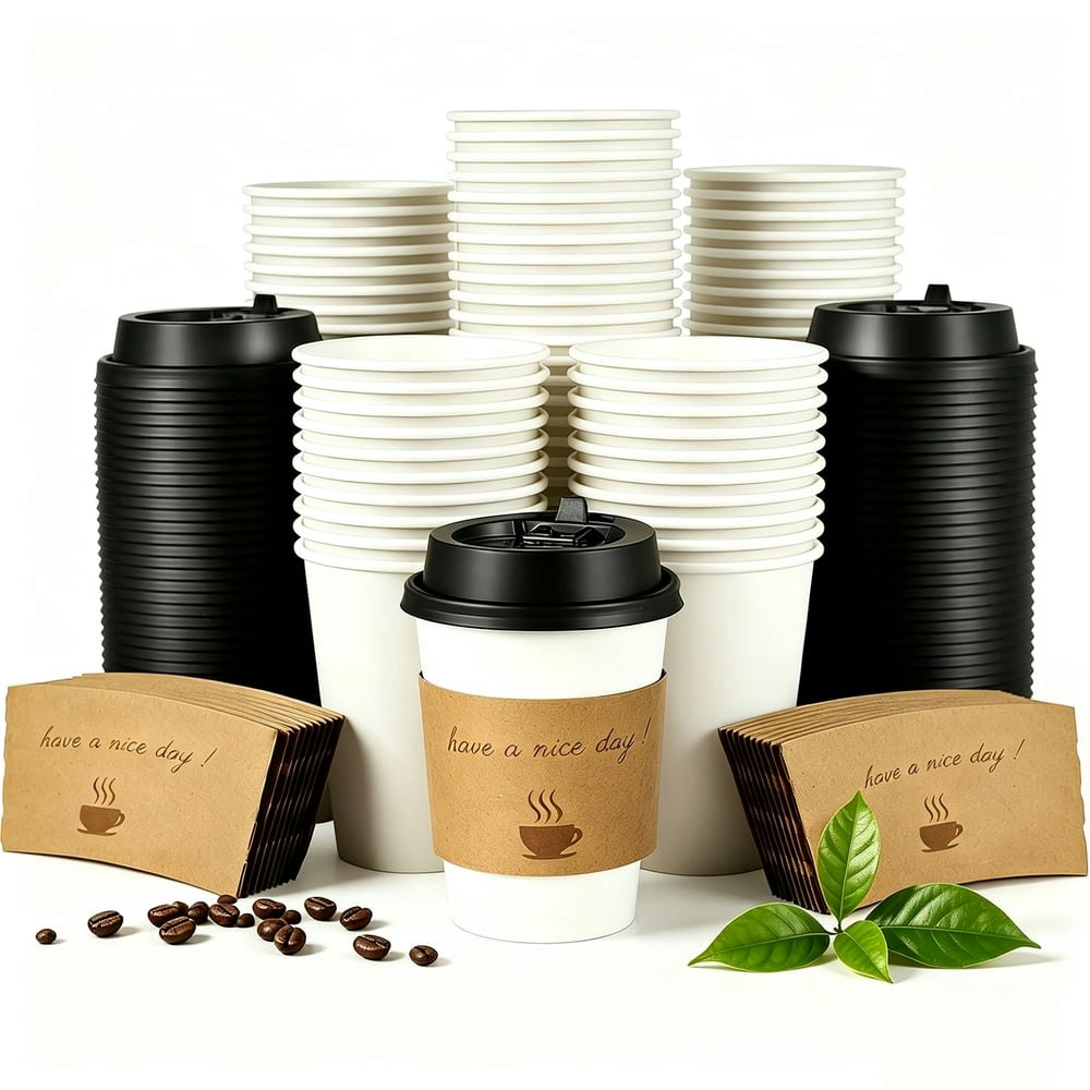 Lamosi 12oz Disposable Coffee Cups with Lids and Sleeves 100-Pack: $23.52 Lamosi 12oz Disposable Coffee Cups with Lids and Sleeves 100-Pack: $23.52