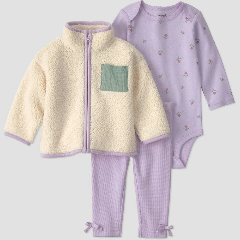 Carter's Just One You Baby Girls' 3-Piece Floral Bodysuit, Pants, and Jacket Set: $19