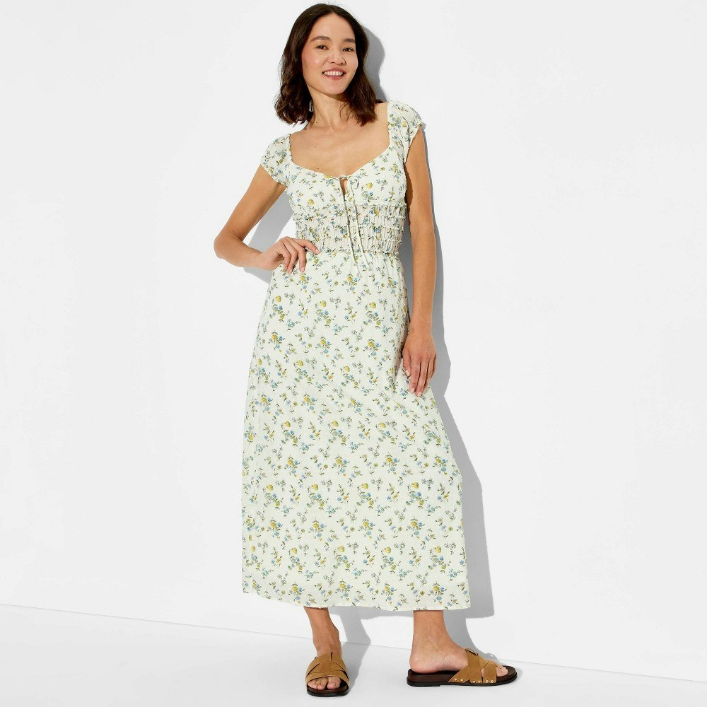 Wild Fable Women's Cap Sleeve Smocked Floral Midi Dress: $40 Wild Fable Women's Cap Sleeve Smocked Floral Midi Dress: $40