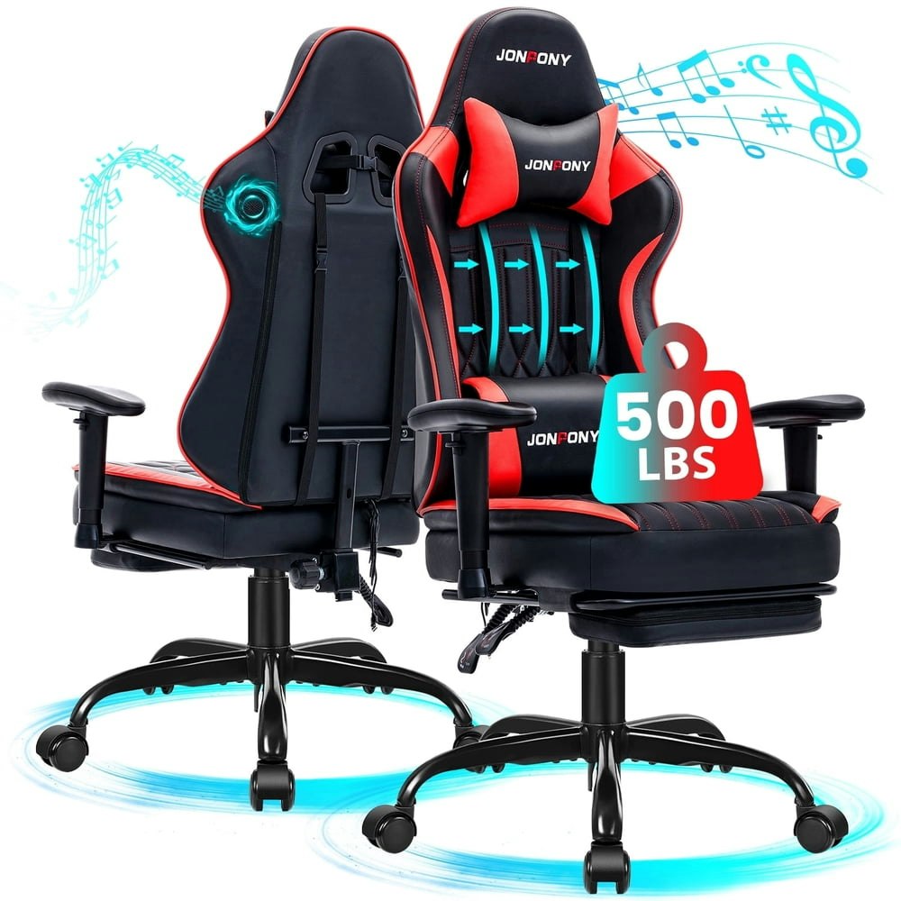 Jonpony 500-Pound Ergonomic Gaming Chair with Bluetooth Speakers: $119.89