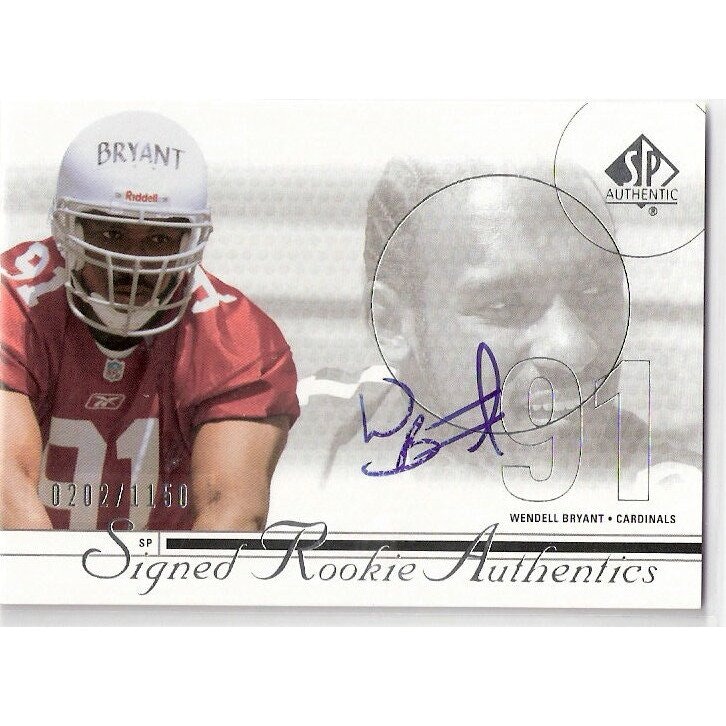 2002 SP Authentic Wendell Bryant Rookie Autograph Card: $12 2002 SP Authentic Wendell Bryant Rookie Autograph Card: $12