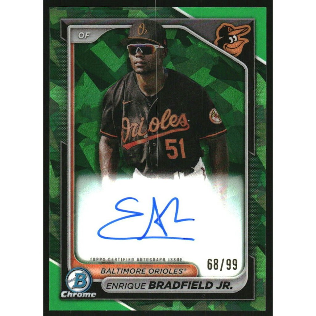 2024 Bowman Chrome Sapphire Enrique Bradfield Jr. Green Refractor Autograph: $20 2024 Bowman Chrome Sapphire Enrique Bradfield Jr. Green Refractor Autograph: $20