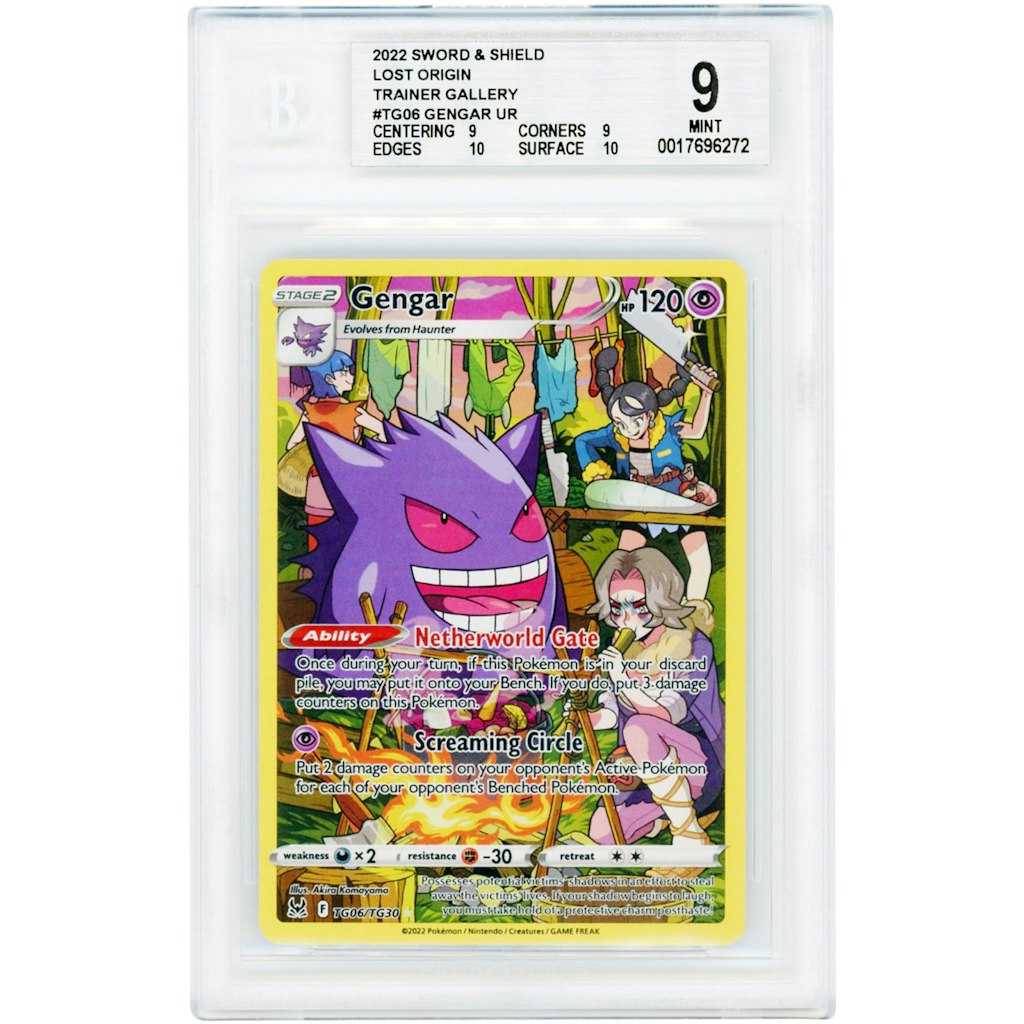 Gengar Pokemon Lost Origin Trainer Gallery Ultra Rare TG06 BGS 9 Card: $149.99 Gengar Pokemon Lost Origin Trainer Gallery Ultra Rare TG06 BGS 9 Card: $149.99