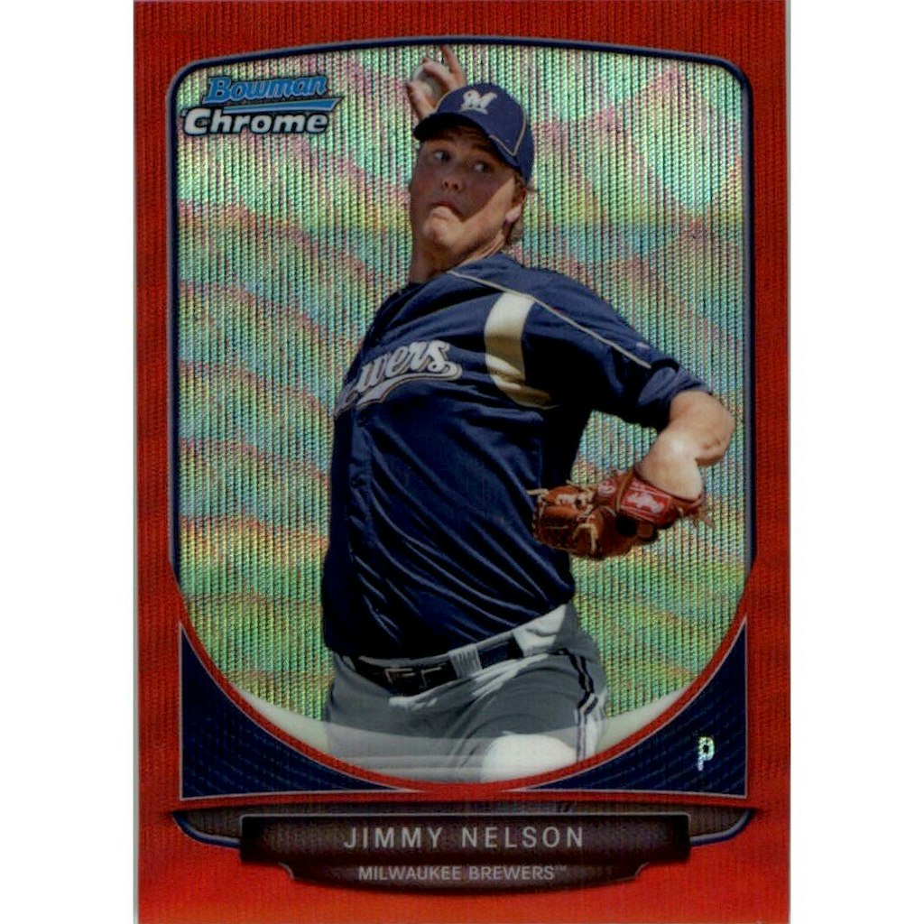 2013 Bowman Chrome Prospects Jimmy Nelson Red Wave Refractor Card #BCP140: $10