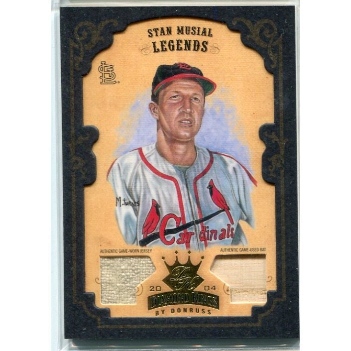 2004 Diamond Kings Stan Musial Framed Gold Materials Bat and Jersey Card 5-Count: $170 2004 Diamond Kings Stan Musial Framed Gold Materials Bat and Jersey Card 5-Count: $170
