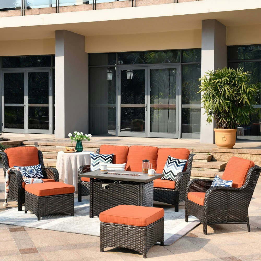 Ovios Tampa 6-Piece Wicker Outdoor Patio Furniture Sofa Set: $1,359.99