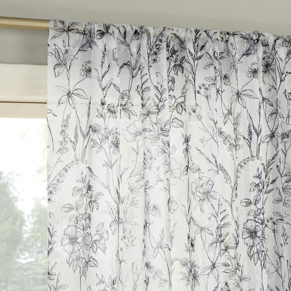 51"x63" No. 918 Floral Sheer Curtain Panel: $9.89