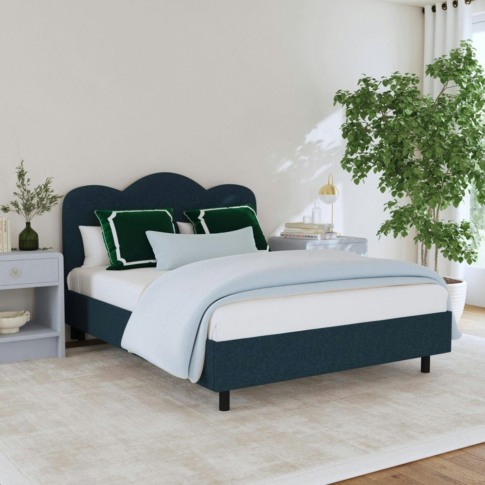 Threshold Lizzie Queen Size Upholstered Scallop Platform Bed: $1,100 Threshold Lizzie Queen Size Upholstered Scallop Platform Bed: $1,100
