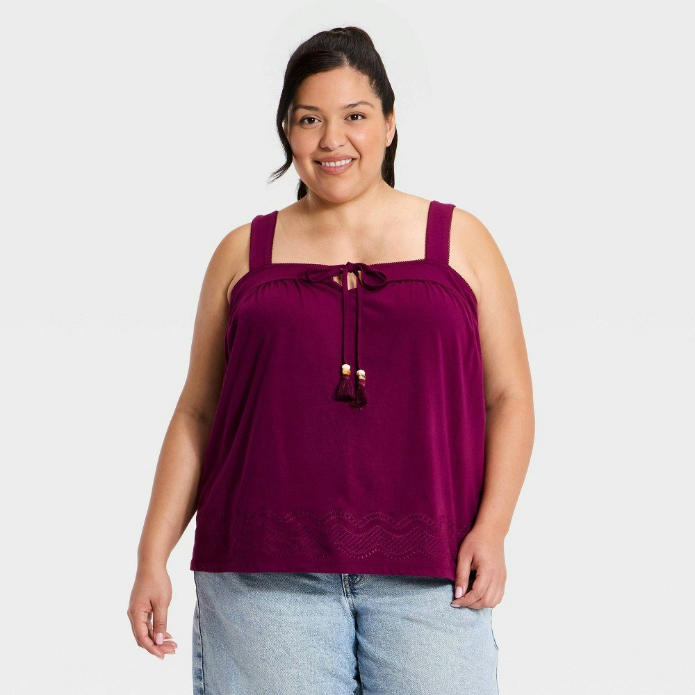 Ava & Viv Women's Embroidered Tie-Front Tank Top: $32 Ava & Viv Women's Embroidered Tie-Front Tank Top: $32
