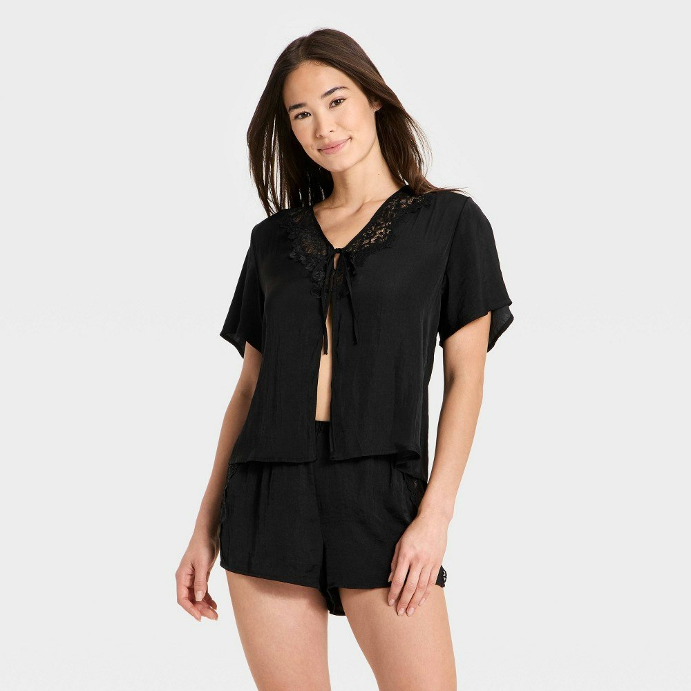 Auden Women's Lace Trim Satin Pajama Set: $35