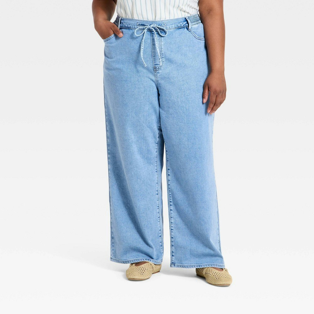Women's High-Rise Tie-Front Straight Leg Beach Jeans: $20 Women's High-Rise Tie-Front Straight Leg Beach Jeans: $20