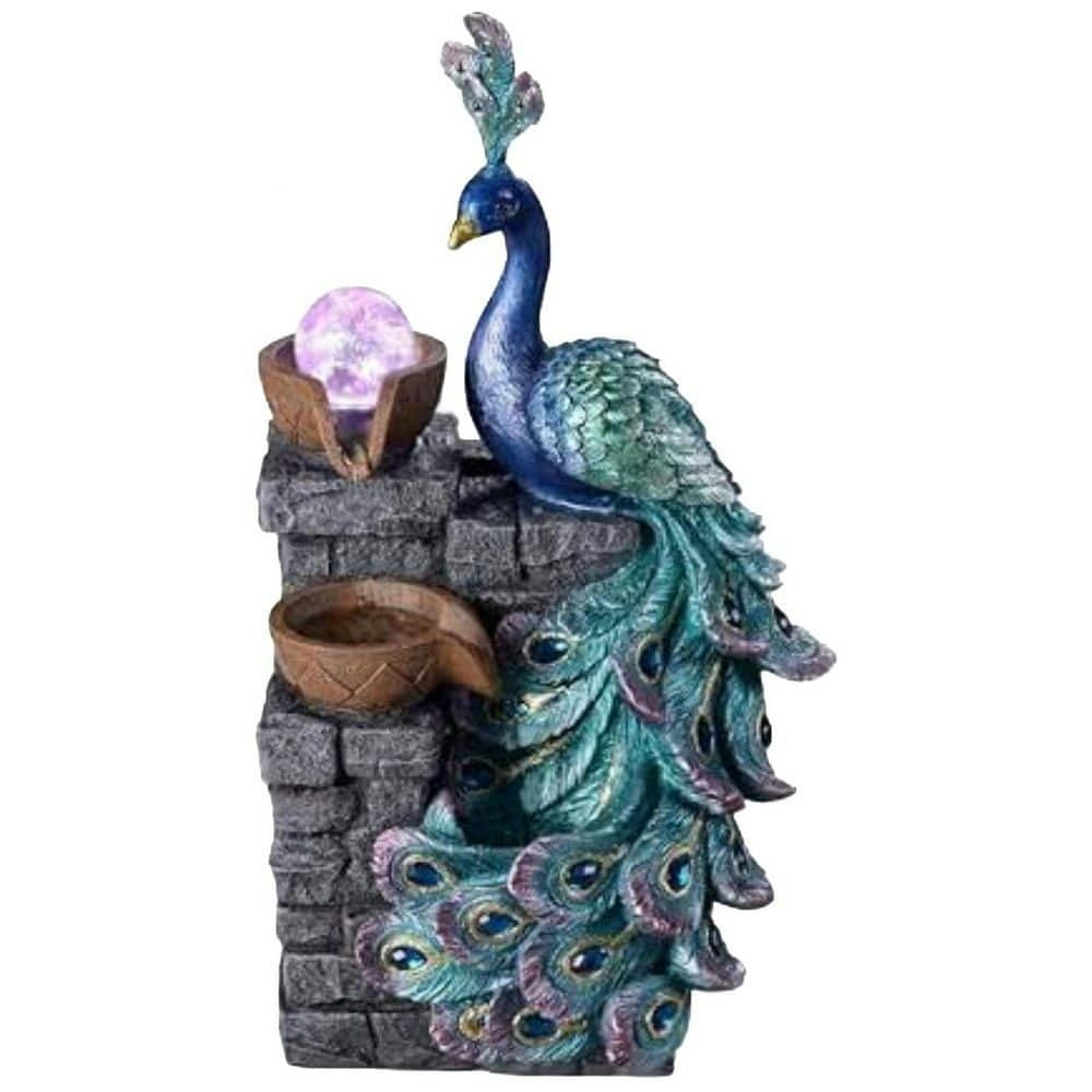 13.78-Inch Electric Resin Peacock Fountain with LED Color-Changing Globe Urn: $119.26 13.78-Inch Electric Resin Peacock Fountain with LED Color-Changing Globe Urn: $119.26