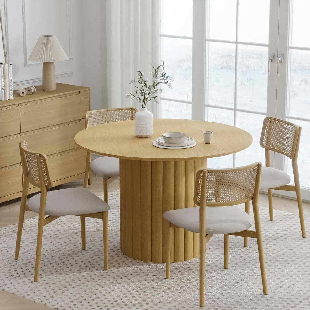 46-Inch Natural Oak Round Dining Table: $645.99 46-Inch Natural Oak Round Dining Table: $645.99