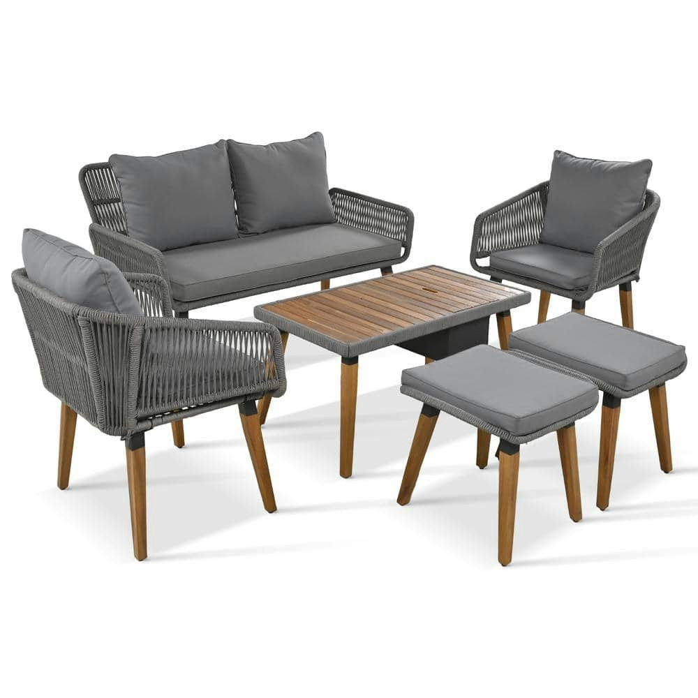 6-Piece Rope Woven Patio Conversation Set: $784.89