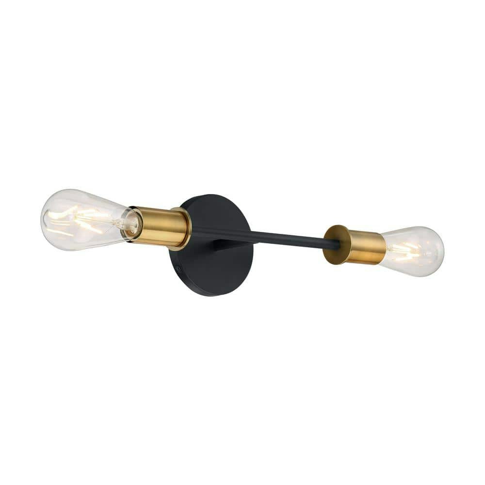 Ryder 4.75-inch 2-Light Black and Brass Vanity Light: $79.99 Ryder 4.75-inch 2-Light Black and Brass Vanity Light: $79.99