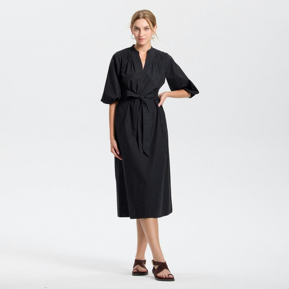 Universal Thread Women's Puff Elbow Sleeve Midi Shirtdress: $42 Universal Thread Women's Puff Elbow Sleeve Midi Shirtdress: $42