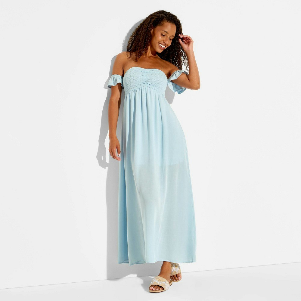 Women's Smocked Flutter Sleeve Maxi Dress: $35 Women's Smocked Flutter Sleeve Maxi Dress: $35