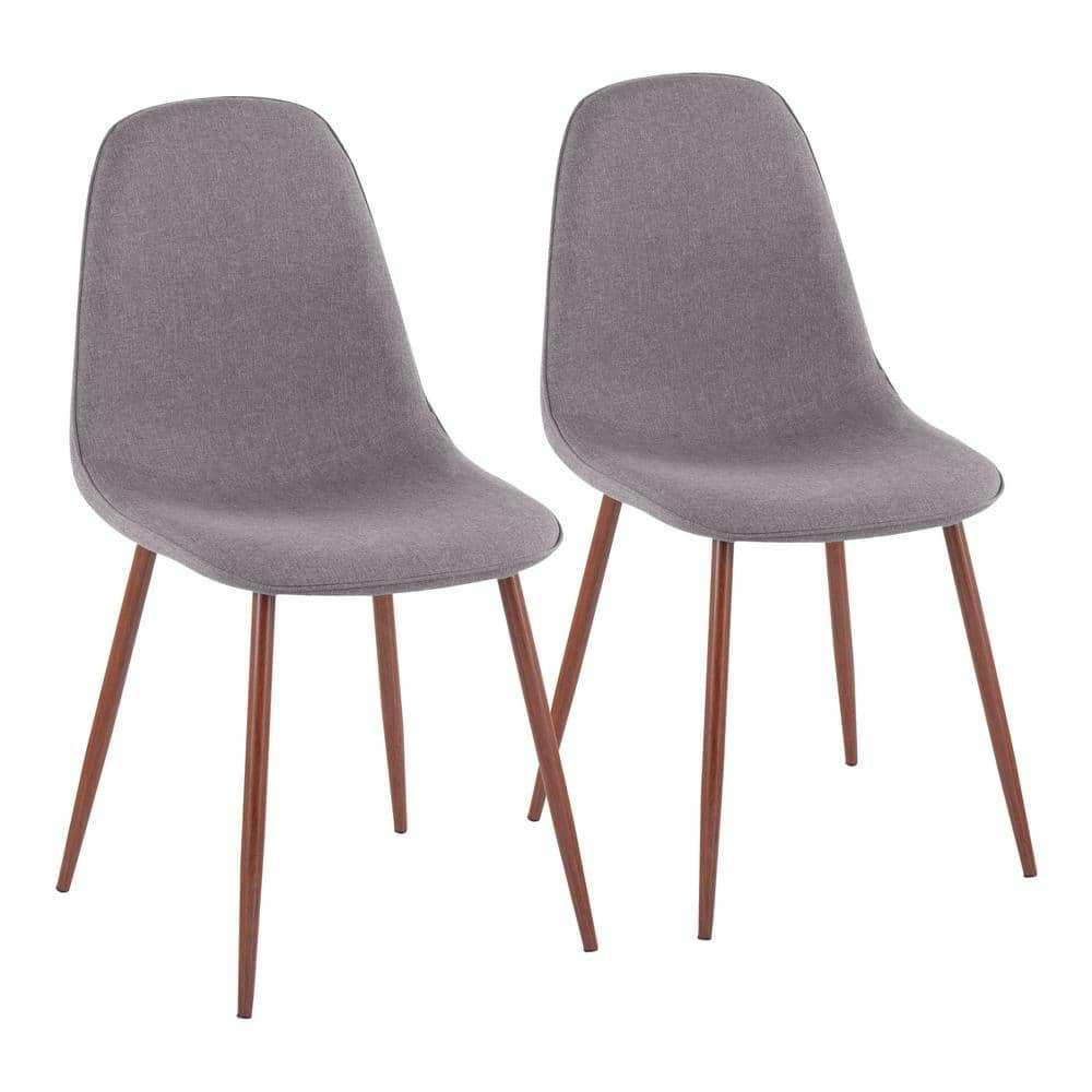 Pebble Charcoal Fabric and Walnut Metal Dining Chair 2-Pack: $180