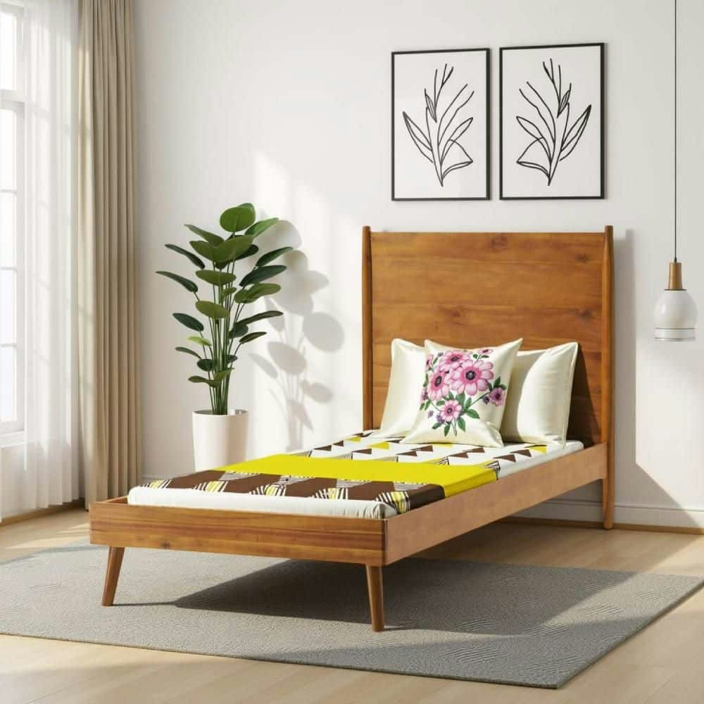 Ozzy Natural Brown Wood Twin Panel Bed: $729.72