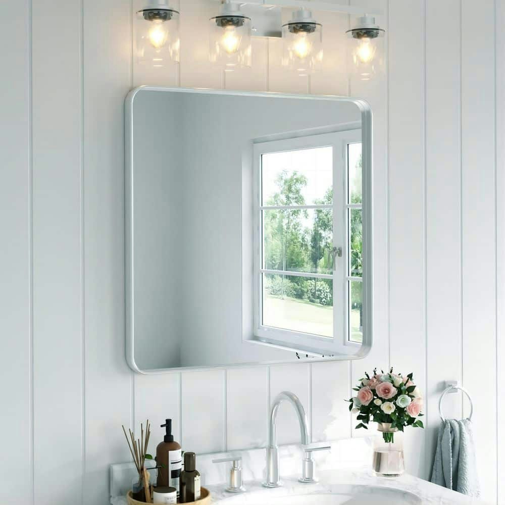 30x30-Inch Rectangular Aluminum Framed Bathroom Vanity Mirror: $120 30x30-Inch Rectangular Aluminum Framed Bathroom Vanity Mirror: $120
