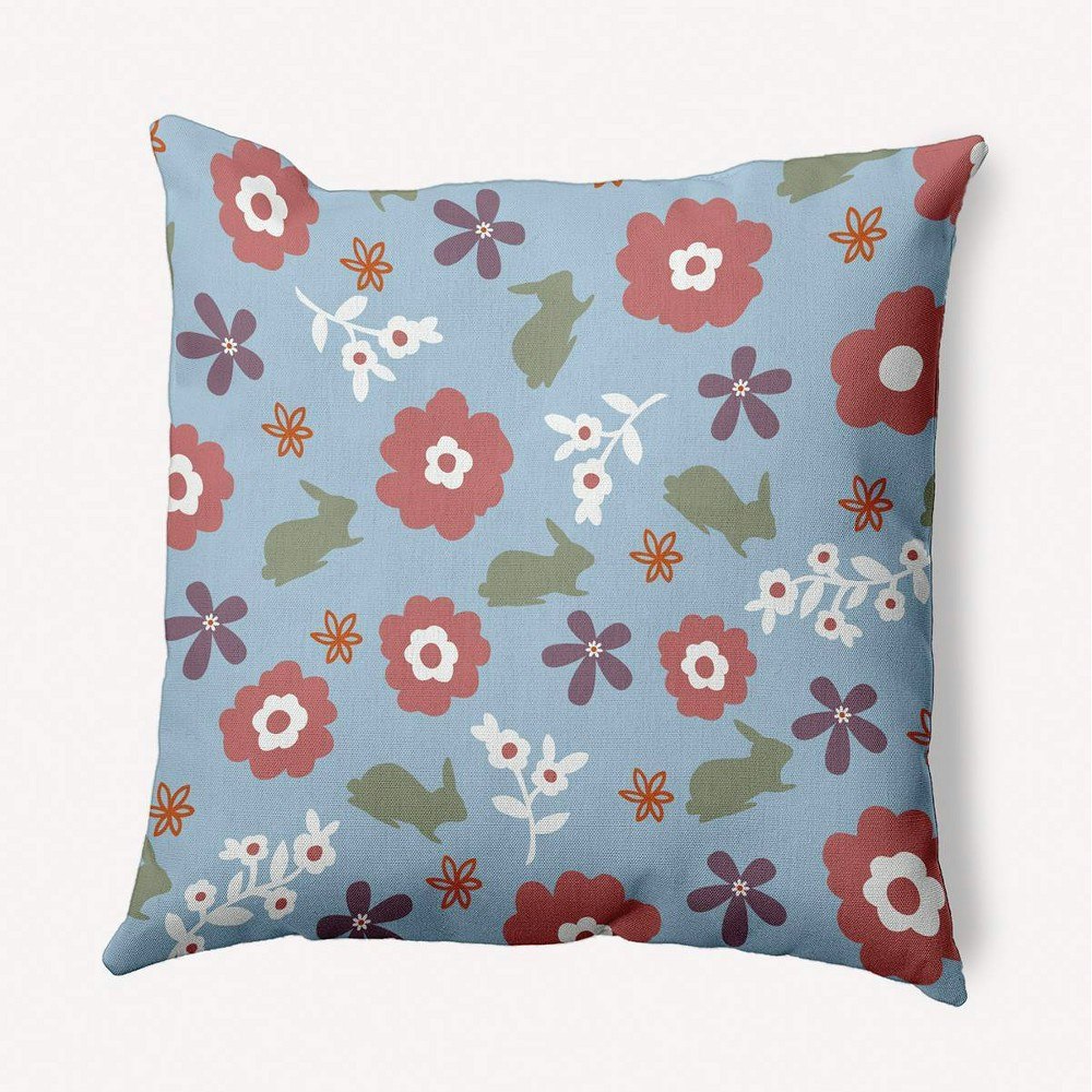 16" x 16" Flowery Love and Easter Bunny Throw Pillow: $39.99