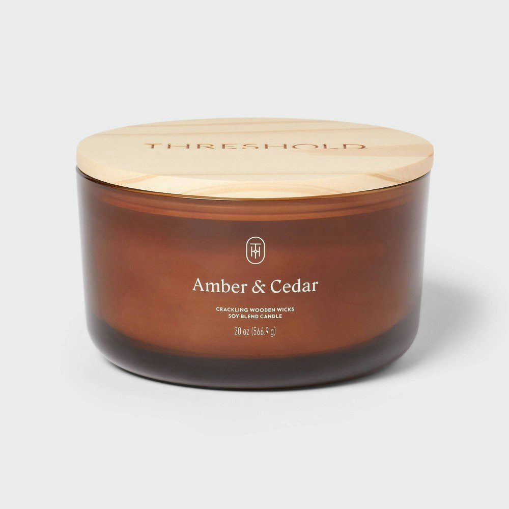 Threshold 3-Wick Amber and Cedar Glass Jar Candle 20oz: $24 Threshold 3-Wick Amber and Cedar Glass Jar Candle 20oz: $24