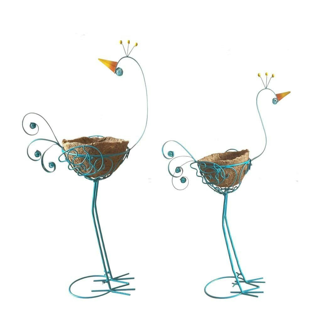 Peacock Metal Plant Stand with Coconut Pots 2-Piece Set: $99.99