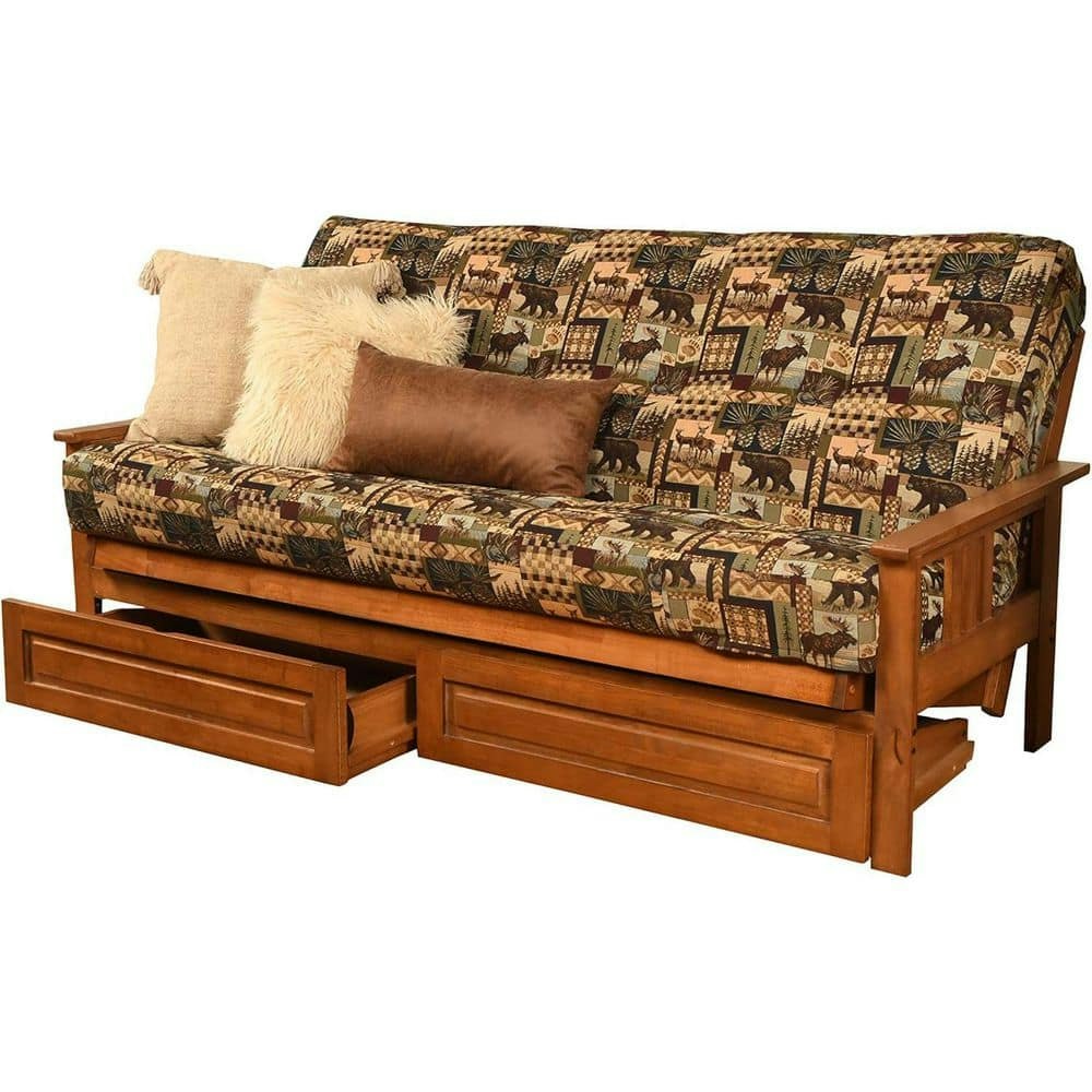 Barbados/Peter's Cabin Full Size Upholstered Futon Set with Mattress and Storage Drawers: $790.50